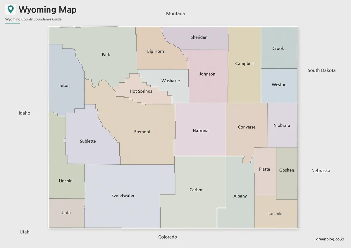 Wyoming map download color version with regional boundaries for printing and educational use