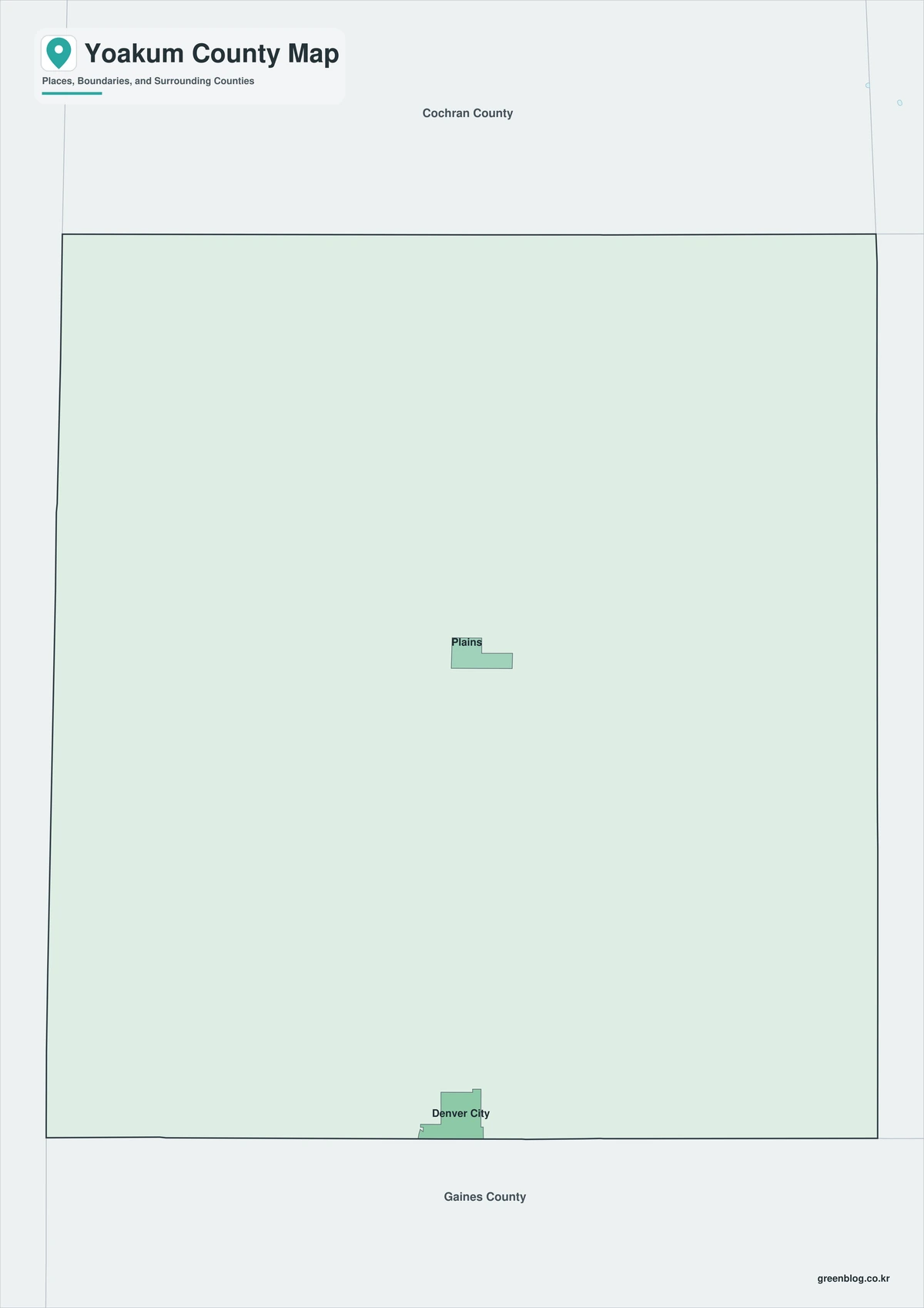 텍사스주 요컴 카운티 지도 색상 흑백 윤곽선 3종