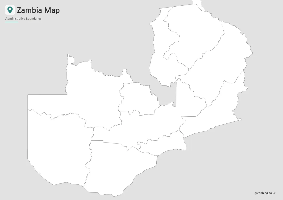 Zambia outline map for editing, classroom worksheets, and infographic projects