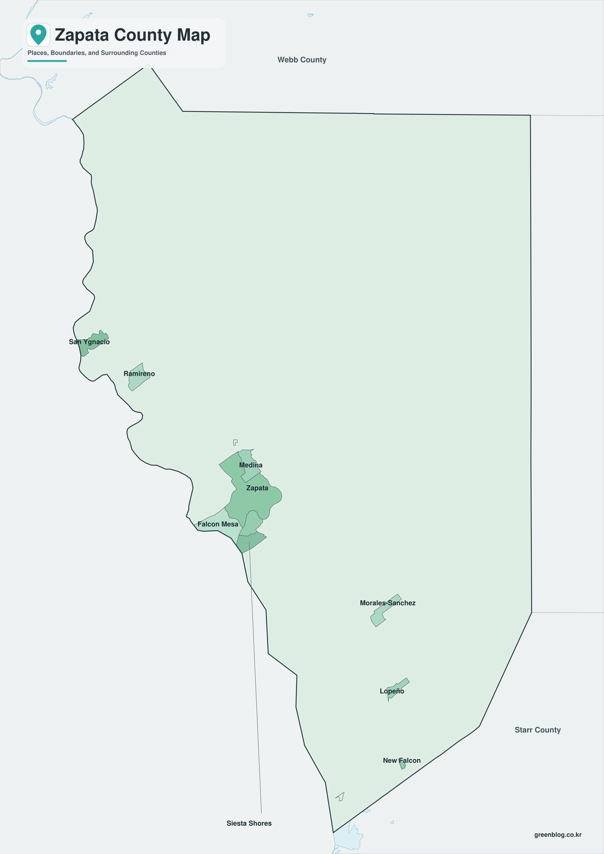 Zapata County Texas map with color black-and-white and outline versions