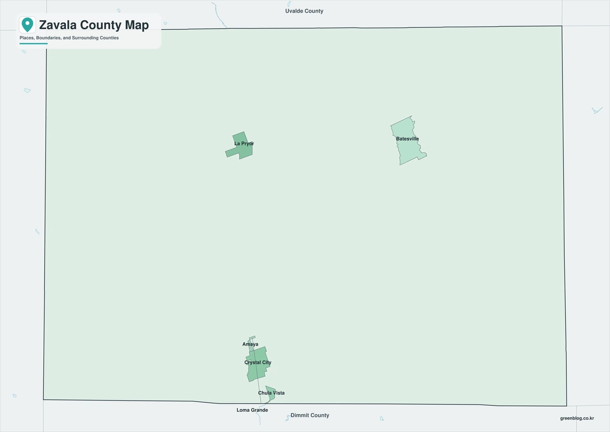 Zavala County Texas map with color black-and-white and outline versions