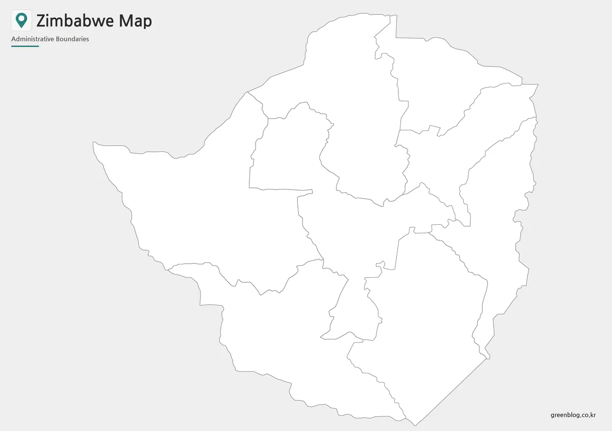 Zimbabwe outline map for editing, classroom worksheets, and infographic projects