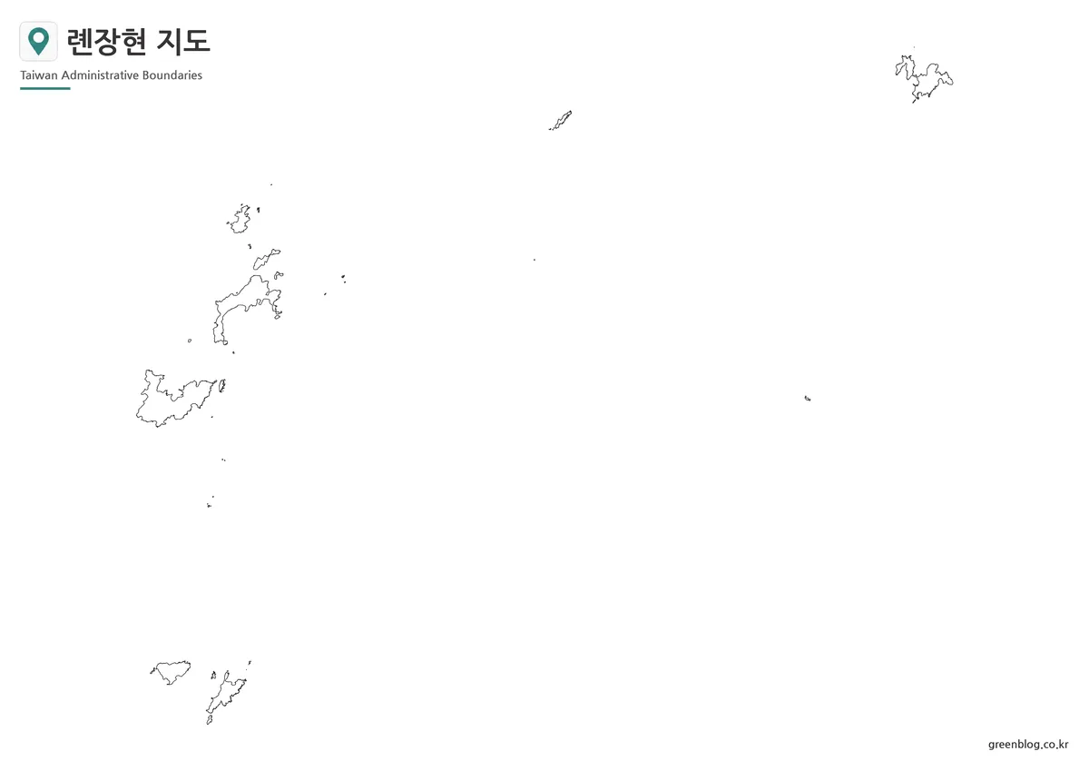 롄장현 4개 향의 섬 해안선과 경계를 나타낸 윤곽선 지도