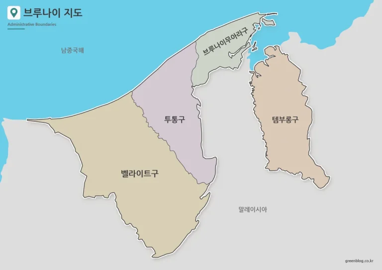 브루나이 지도 무료 다운로드｜A3 고해상도 행정구역 지도 3종