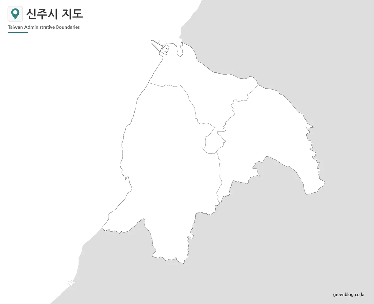 내부 행정구역 경계가 포함된 신주시 윤곽선 지도