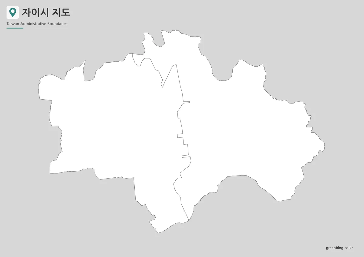 자이시 외곽선과 동구 서구 내부 경계 윤곽선 지도