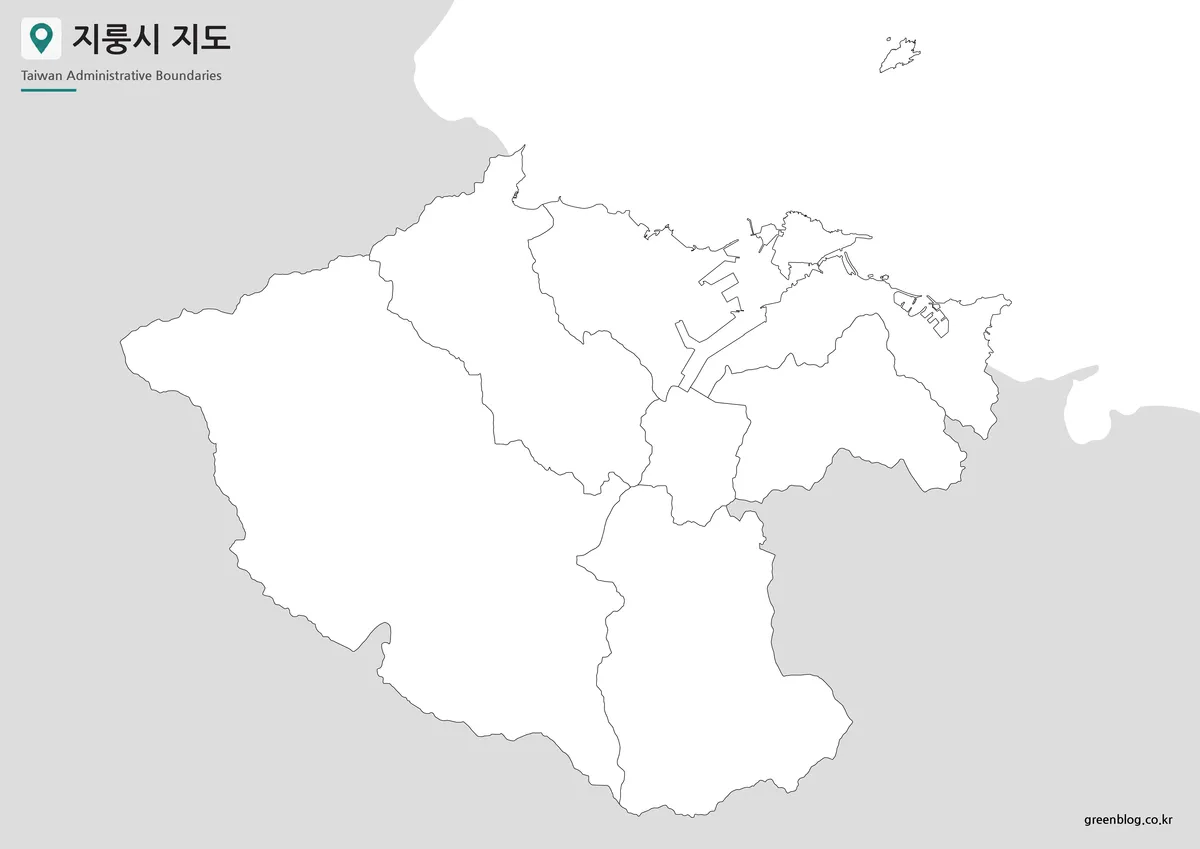 지룽시 7개 구와 지룽섬 편집용 윤곽선 지도