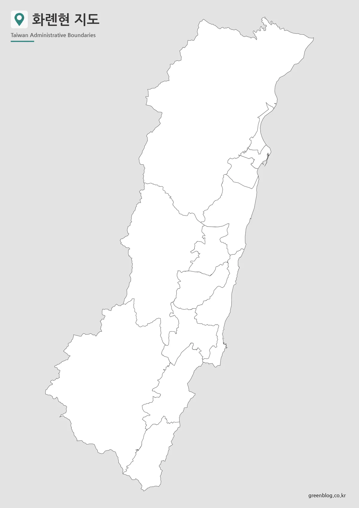 화롄현 윤곽선 지도