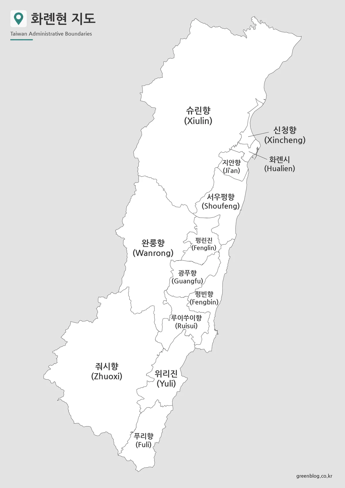 화롄현 기본 지도