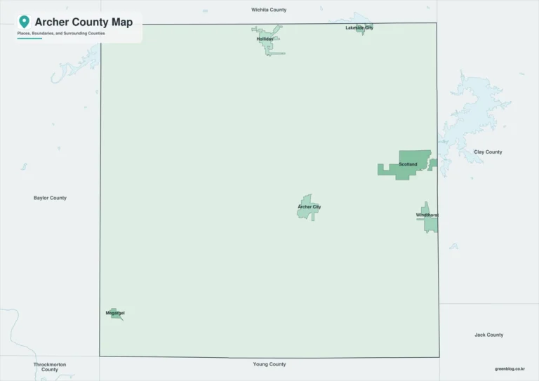 아처 카운티 Archer County 텍사스 지도｜Archer City와 북중부 텍사스의 목축·농업