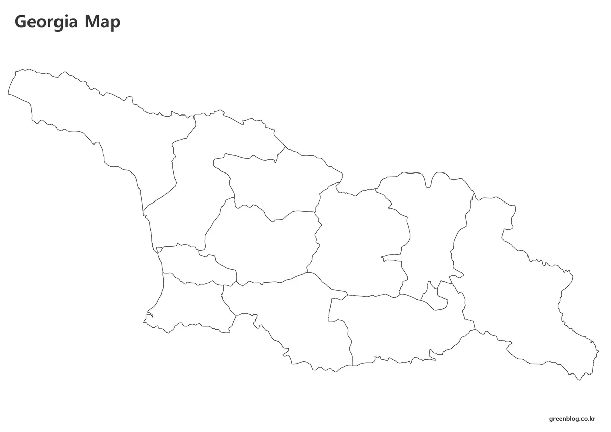 Blank Georgia country outline with regional boundaries and the separate Tbilisi area