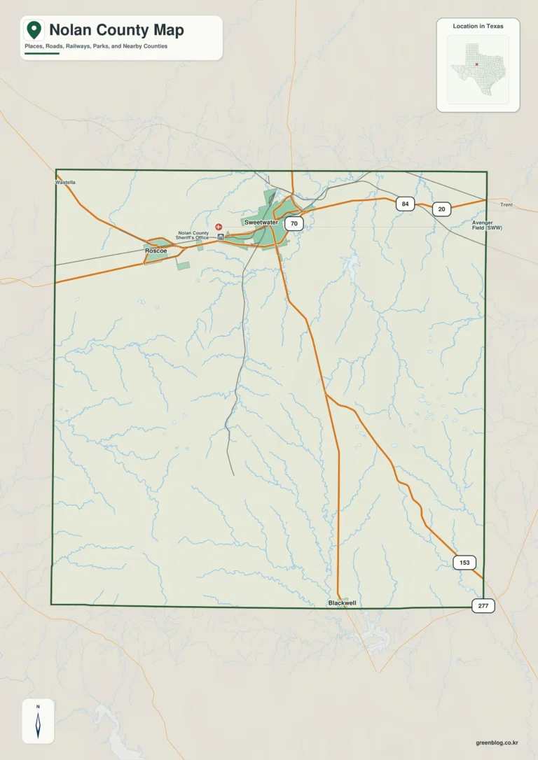 Nolan County Texas map | Sweetwater and Rolling Plains