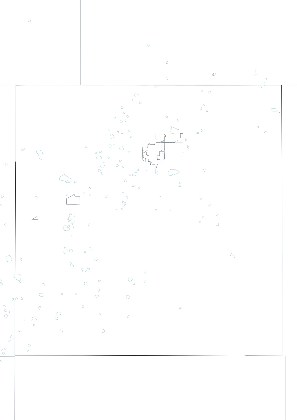 Blank outline map of Ochiltree County and included boundary lines