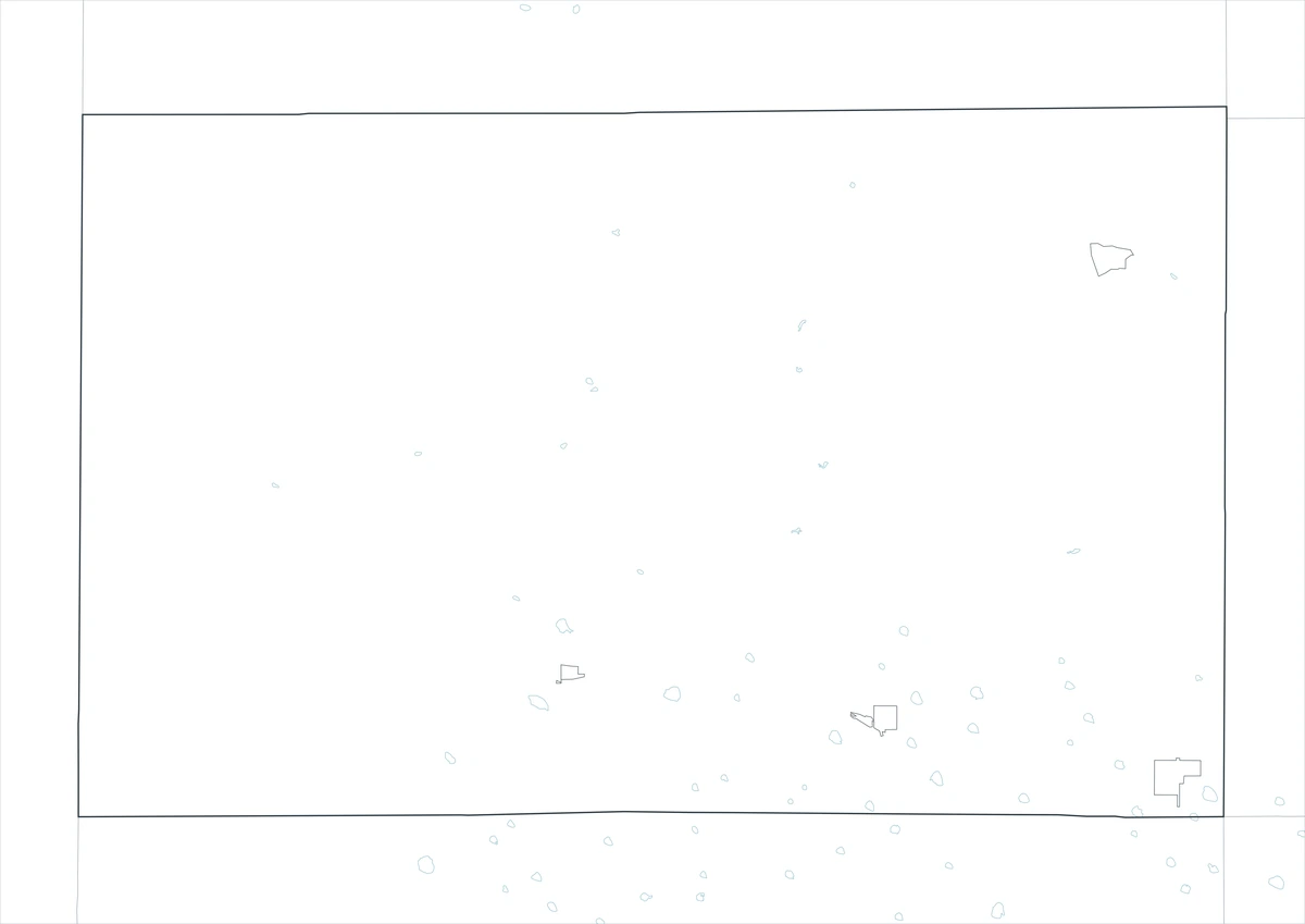 Blank outline map of Oldham County and included boundary lines
