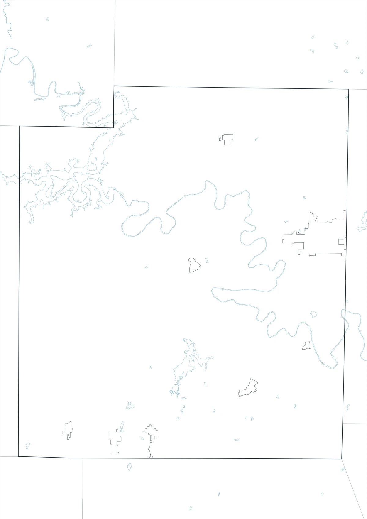 Blank outline map of Palo Pinto County and included boundary lines