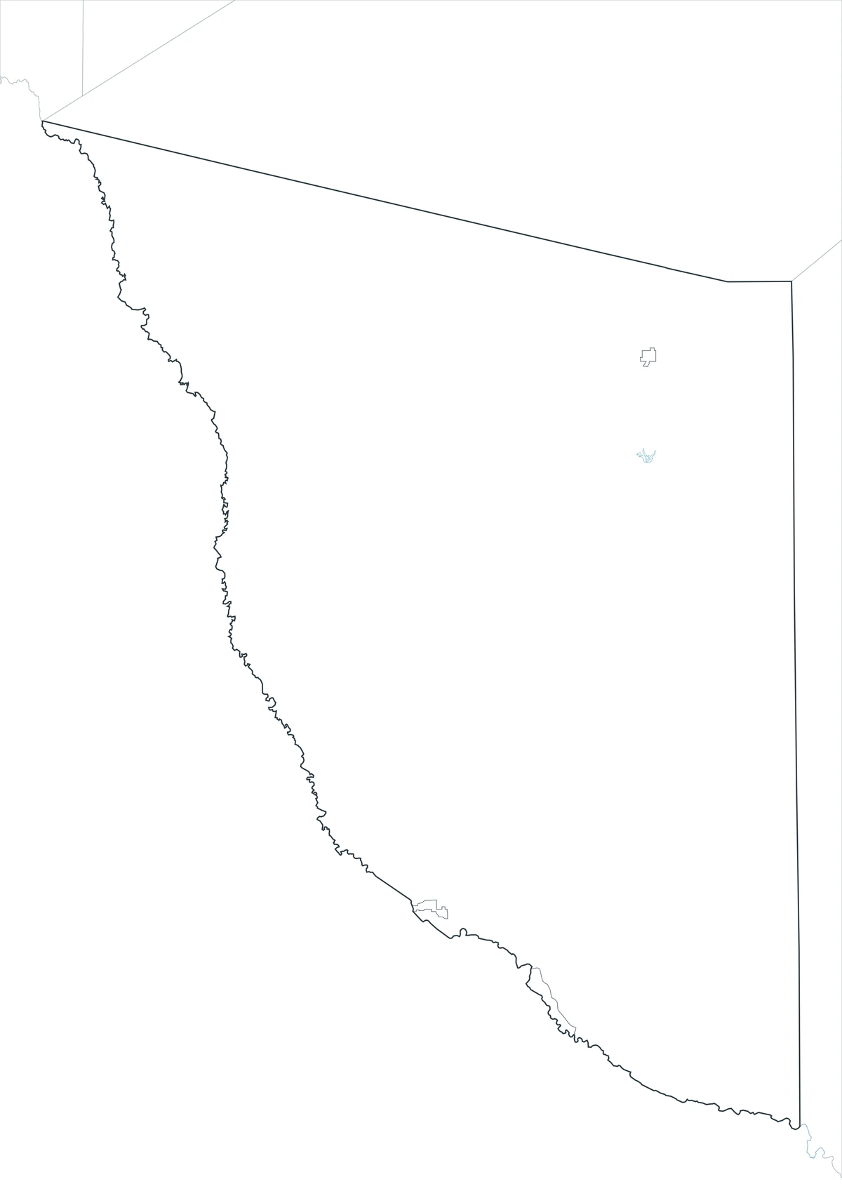 Blank outline map of Presidio County and included boundary lines