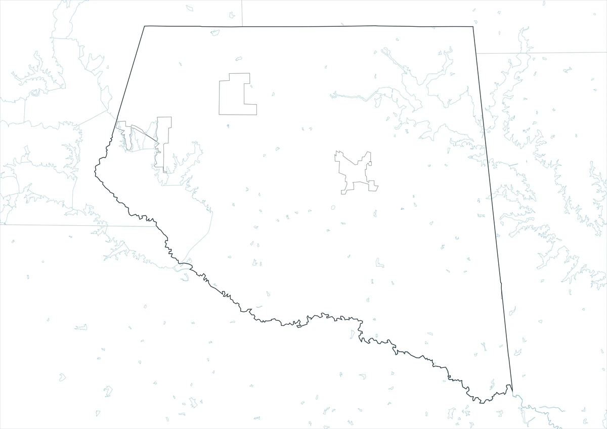 Blank outline map of Rains County and included boundary lines