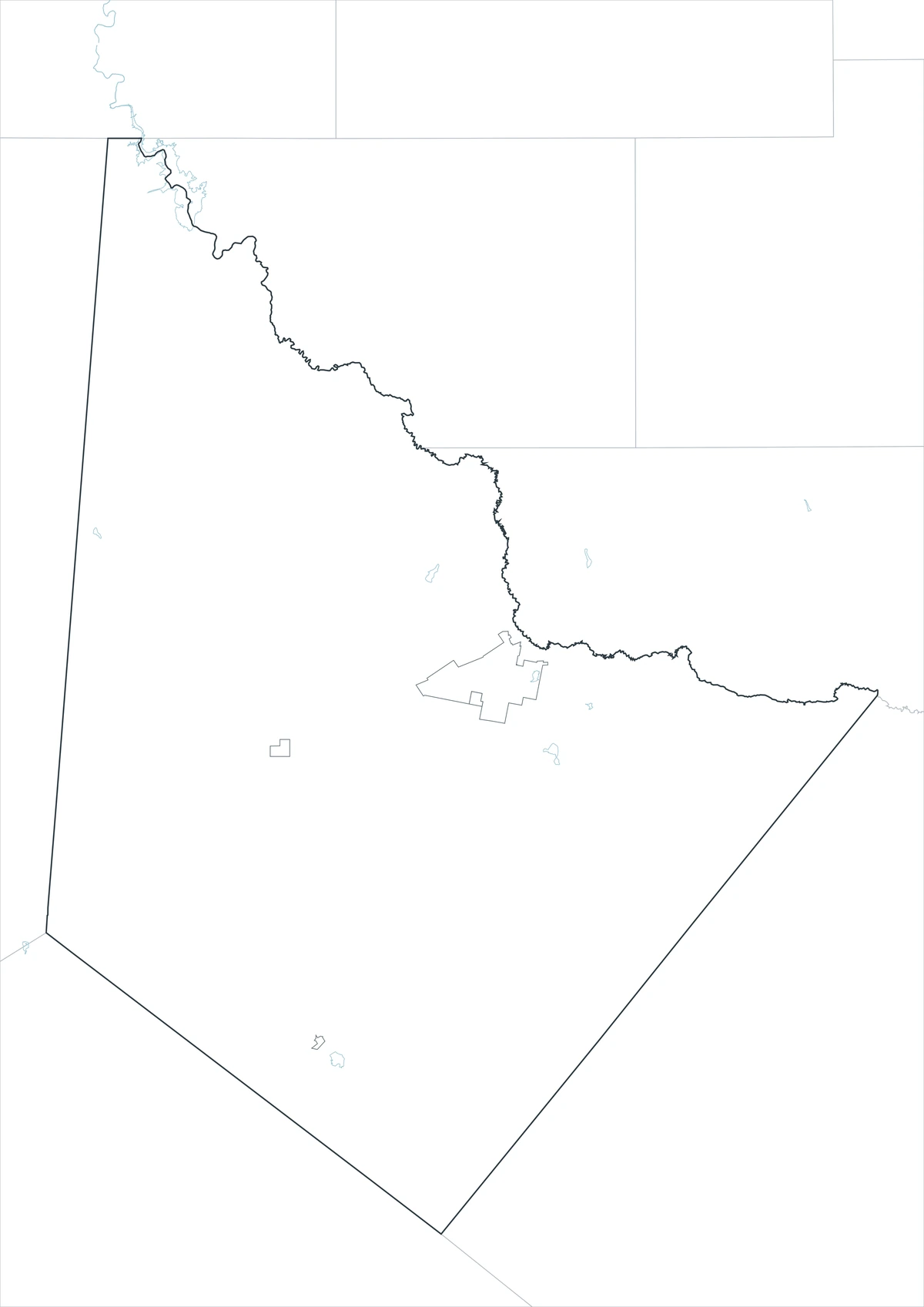 Outline map of Reeves County and adjacent state and county boundaries