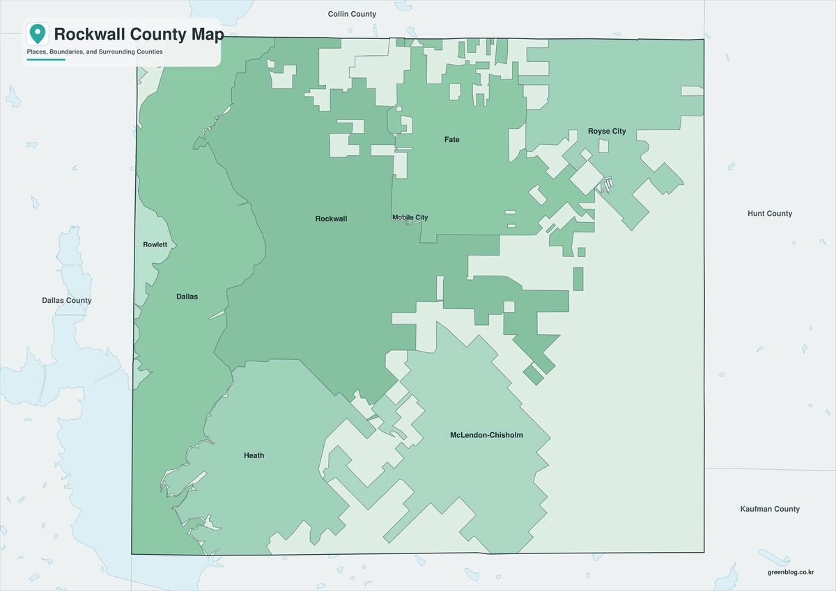 Rockwall County Texas map with color, black-and-white, and outline previews