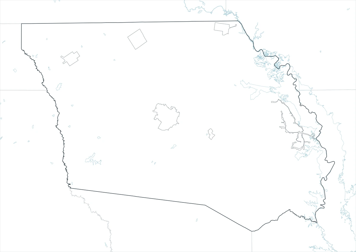 Outline map of Shelby County and surrounding boundaries without labels