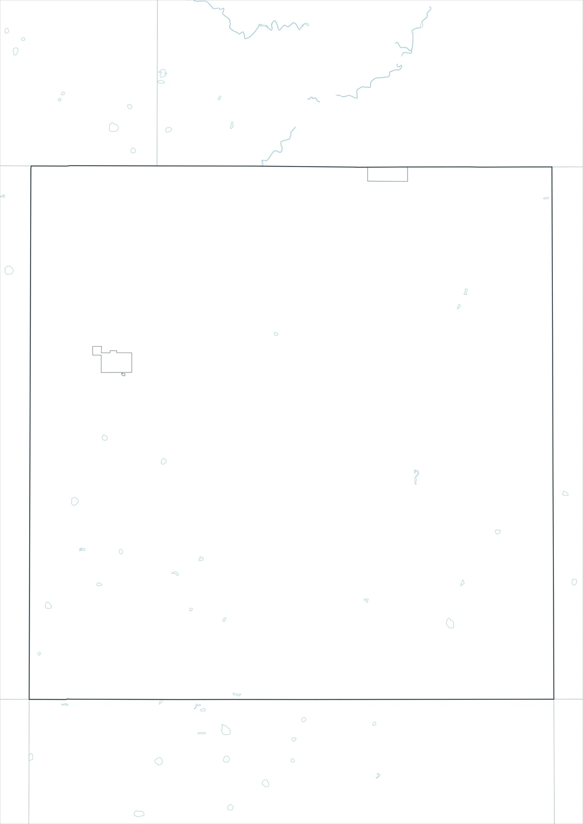 Blank outline map of Sherman County and adjacent boundaries