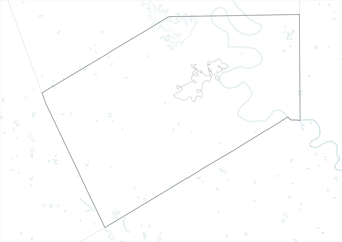 Outline map showing the Somervell County boundary and surrounding lines