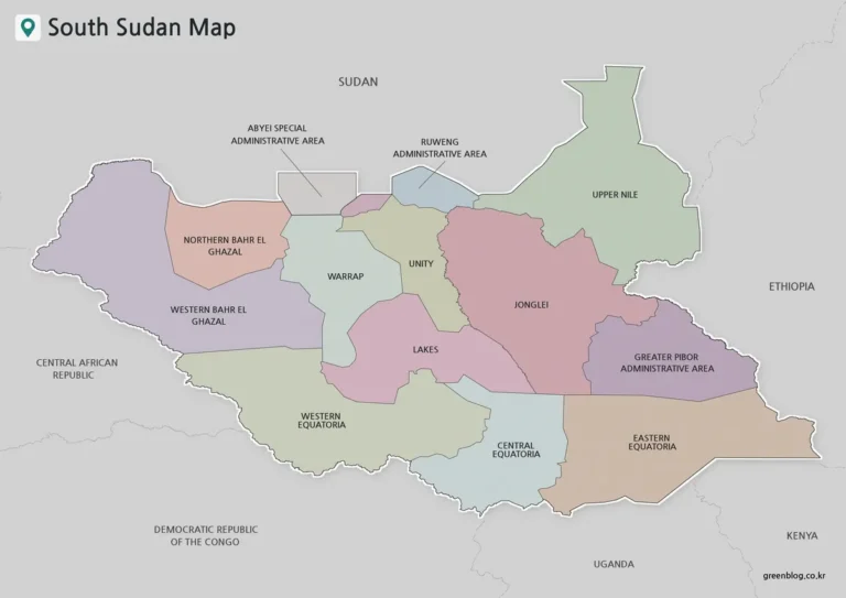 South Sudan Map: 10 States and Three Administrative Areas