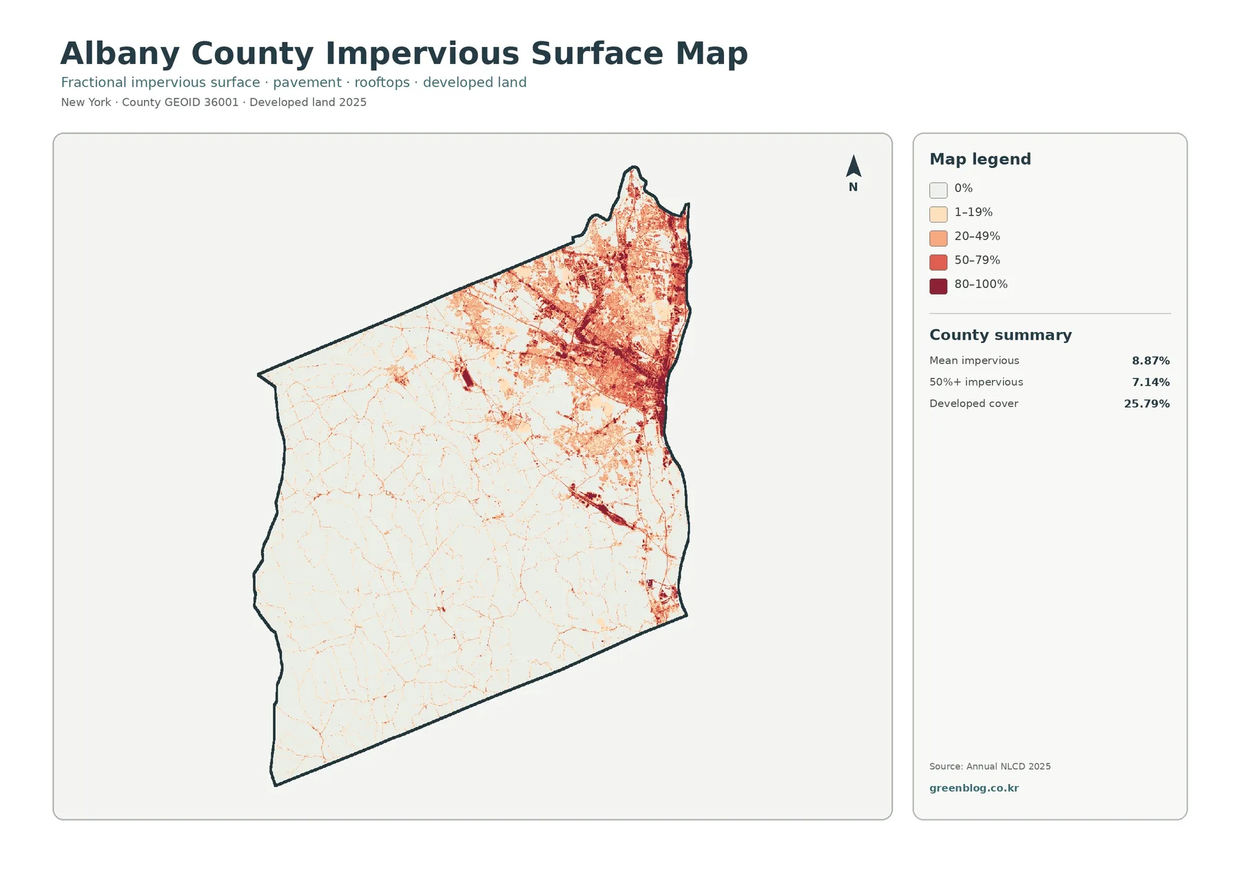 Albany County impervious surface map