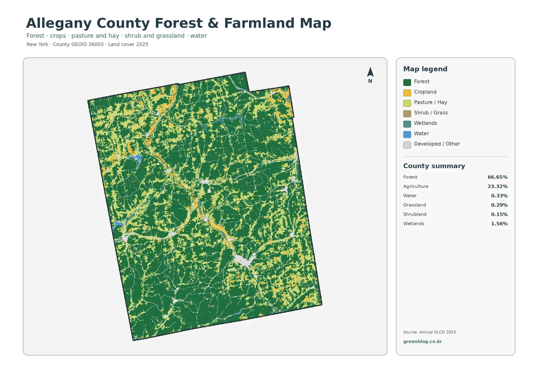 Allegany County forest and farmland map