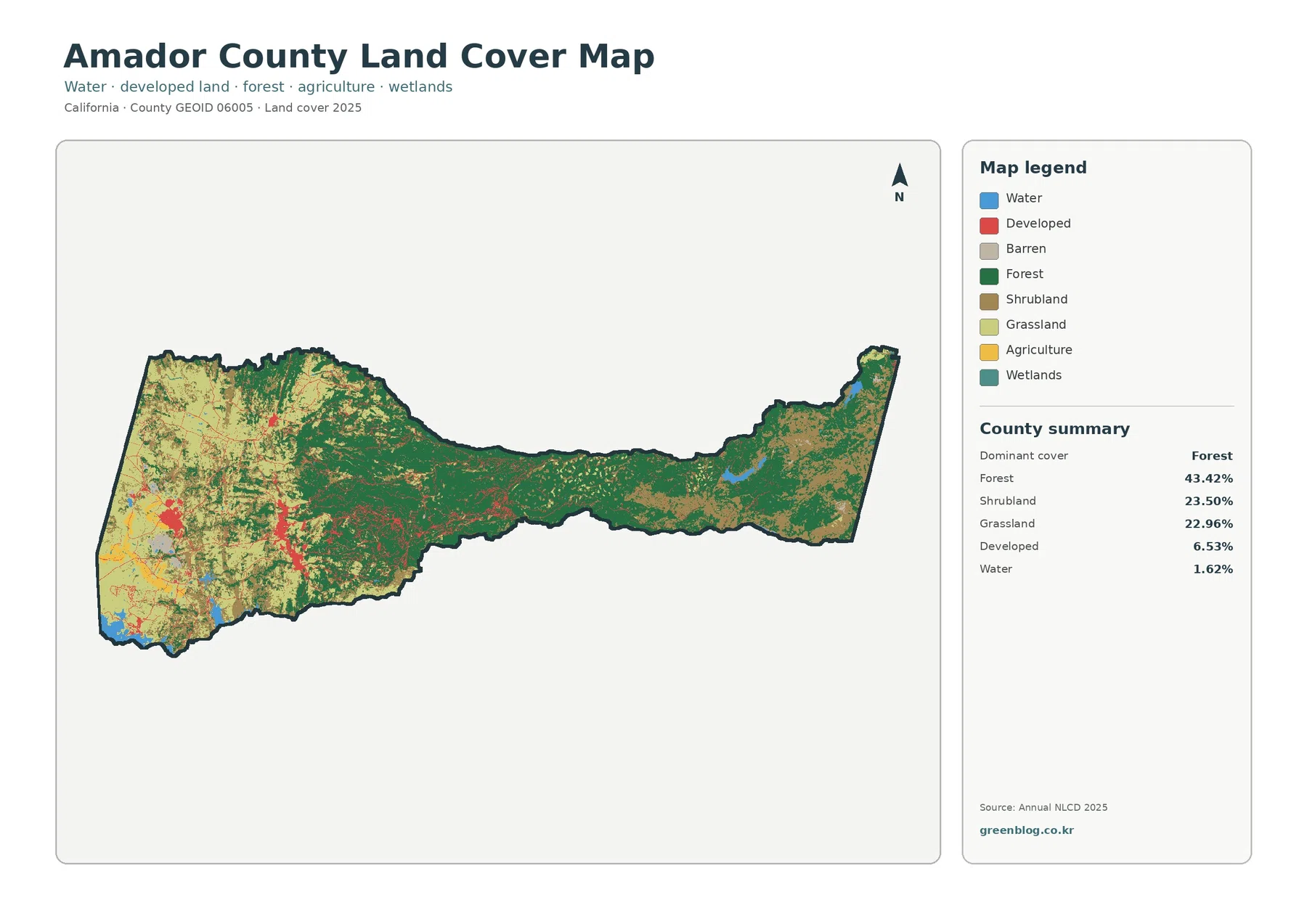 Amador County 토지 피복 지도