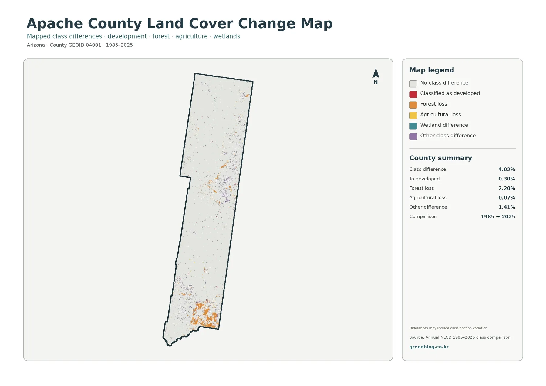 Apache County land cover change map