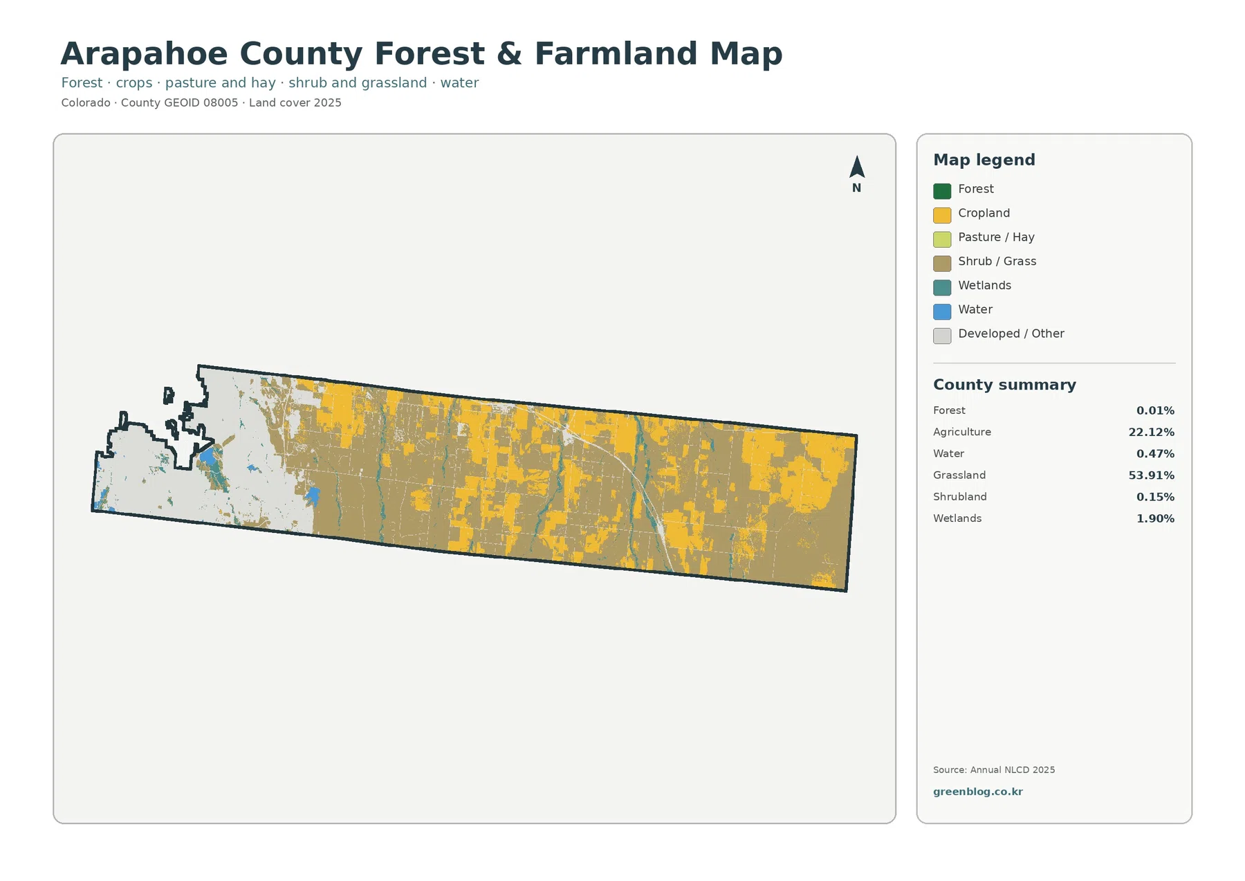 Arapahoe County forest and farmland map
