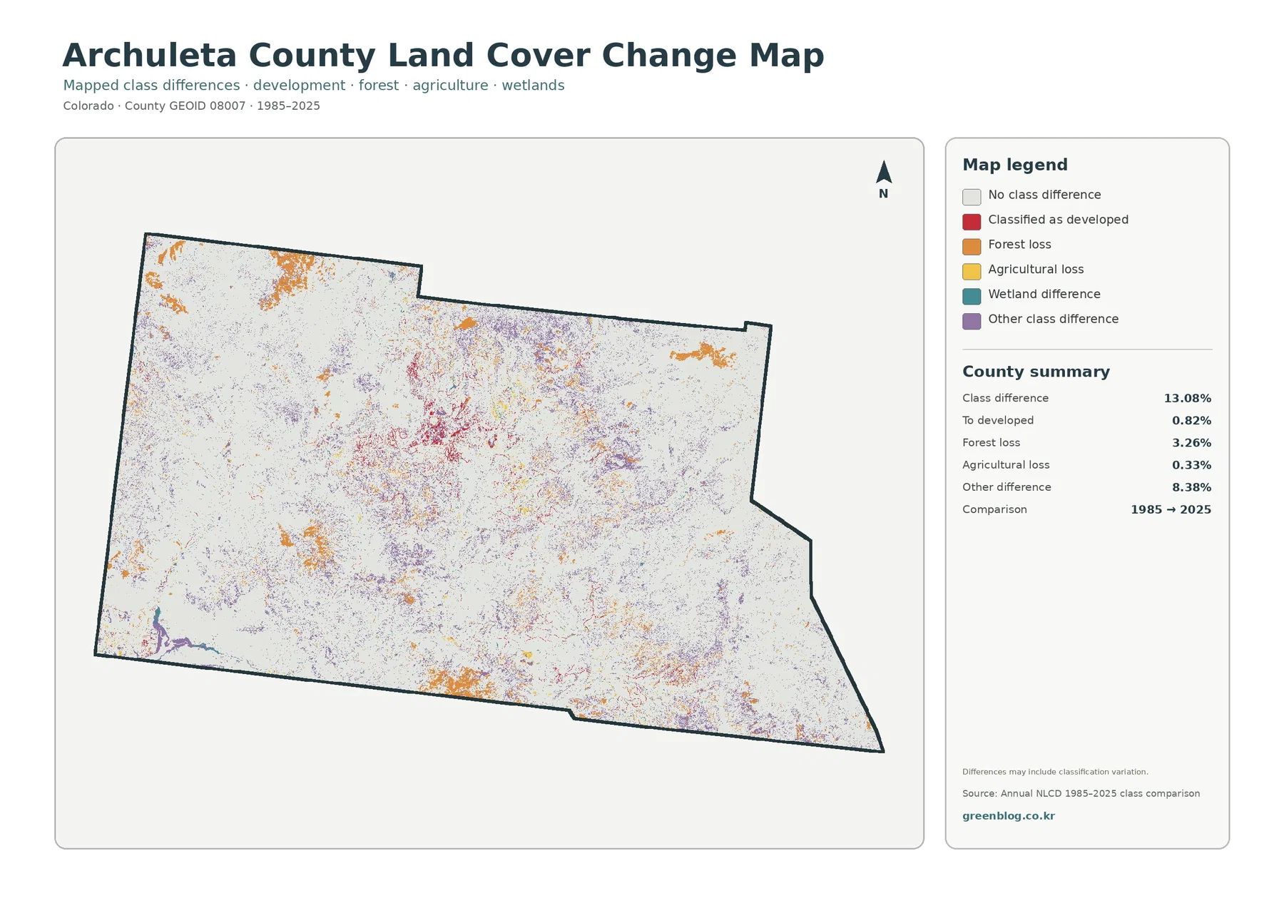 Archuleta County land cover change map