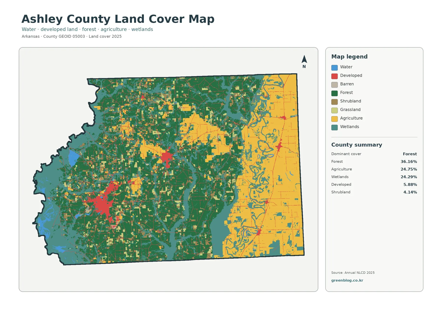 Ashley County 토지 피복 지도