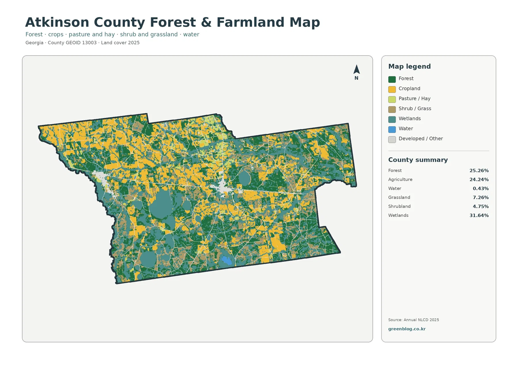 Atkinson County forest and farmland map