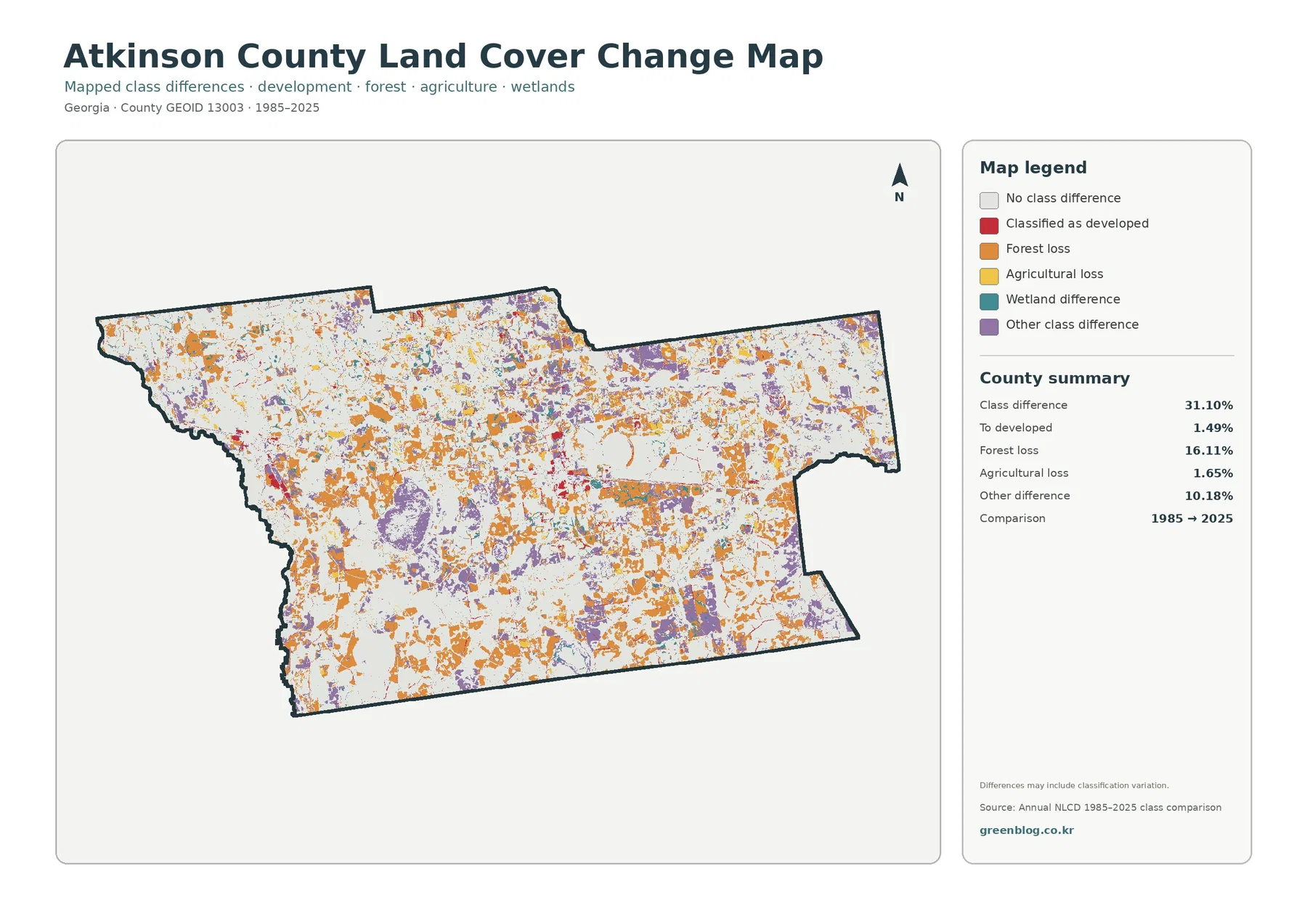 Atkinson County land cover change map