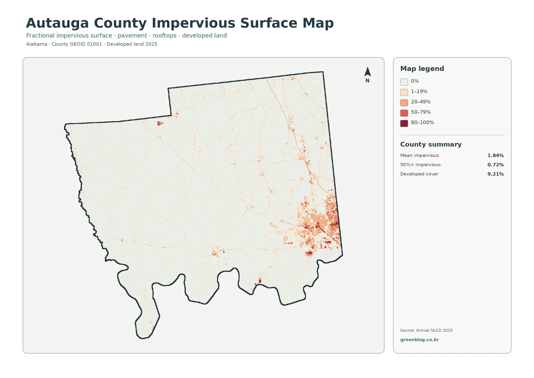 County impervious surface and developed land map