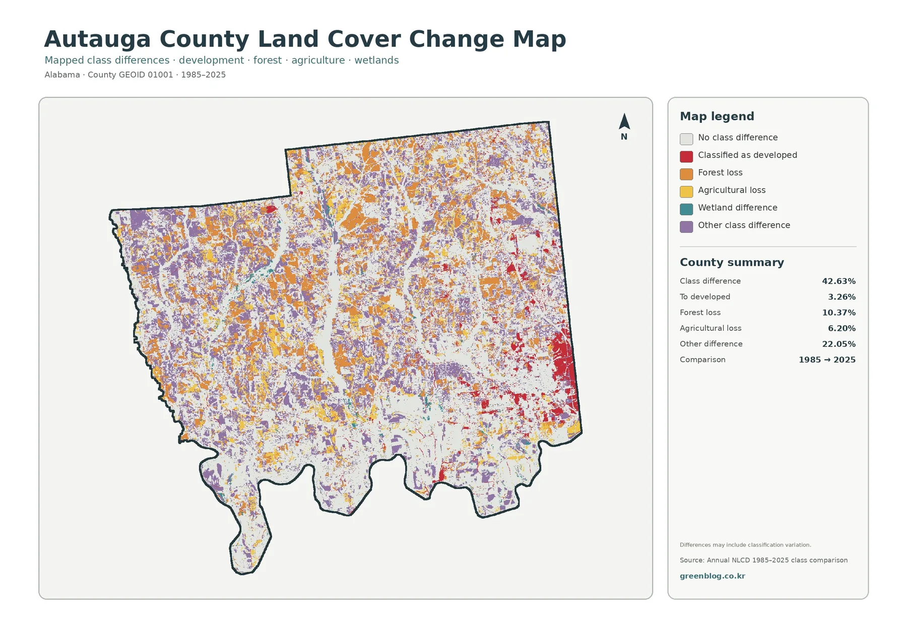 County land cover change map