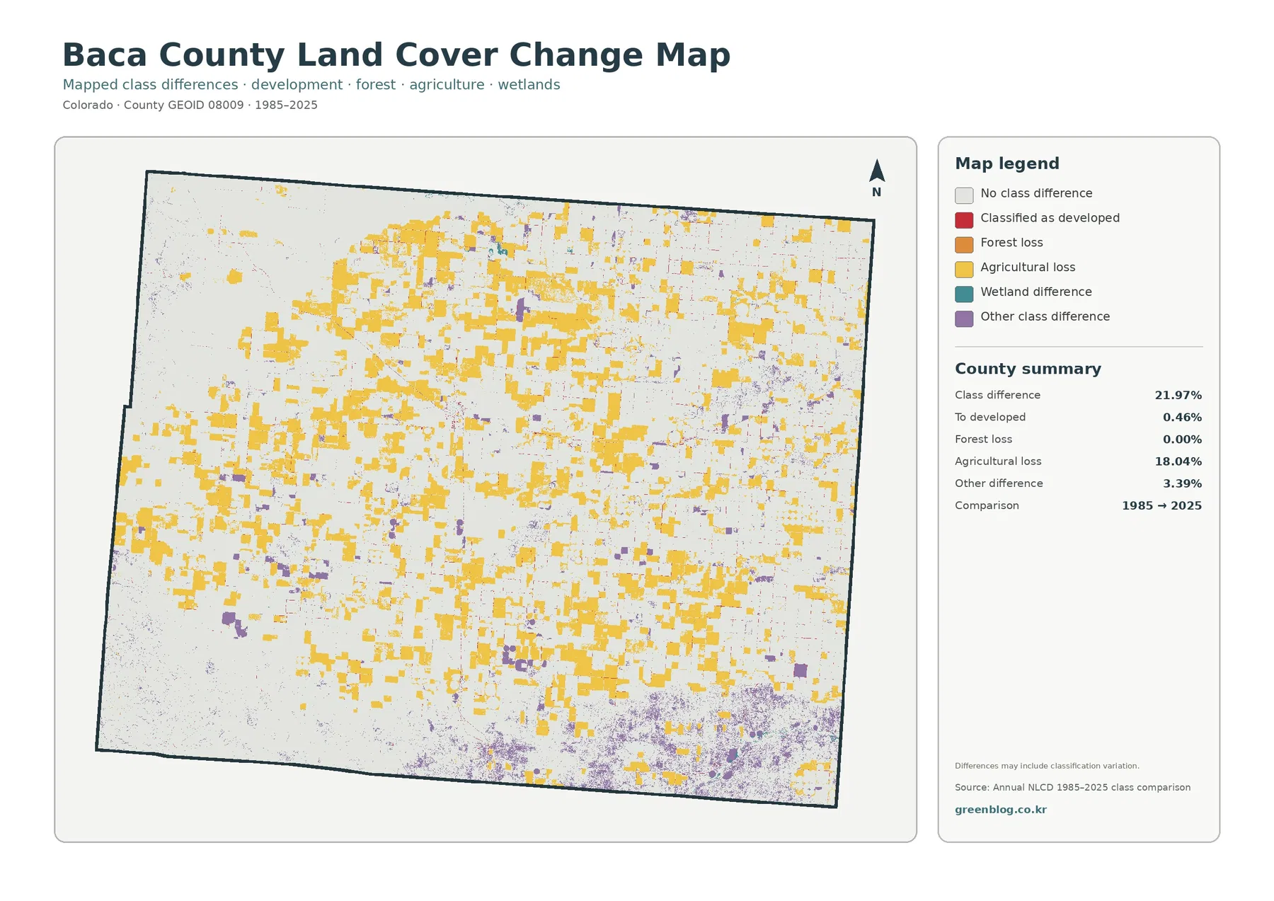 Baca County land cover change map