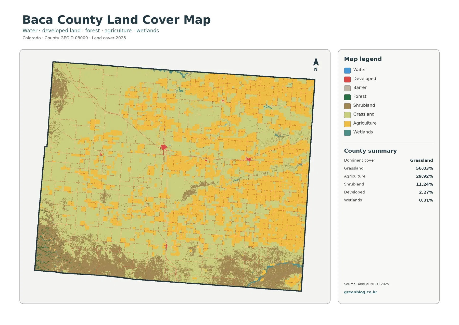 Baca County land cover map