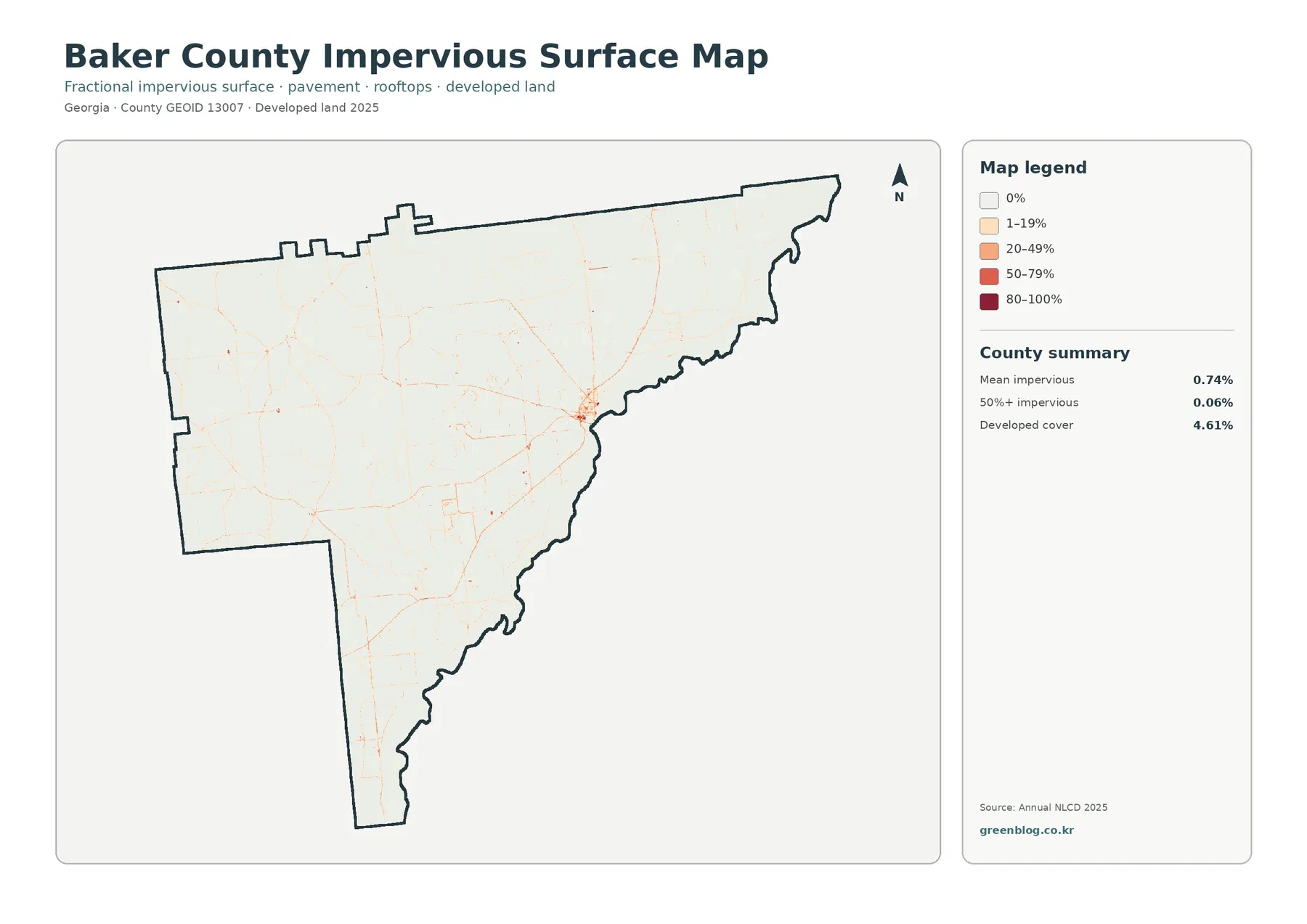 County impervious surface and developed land map