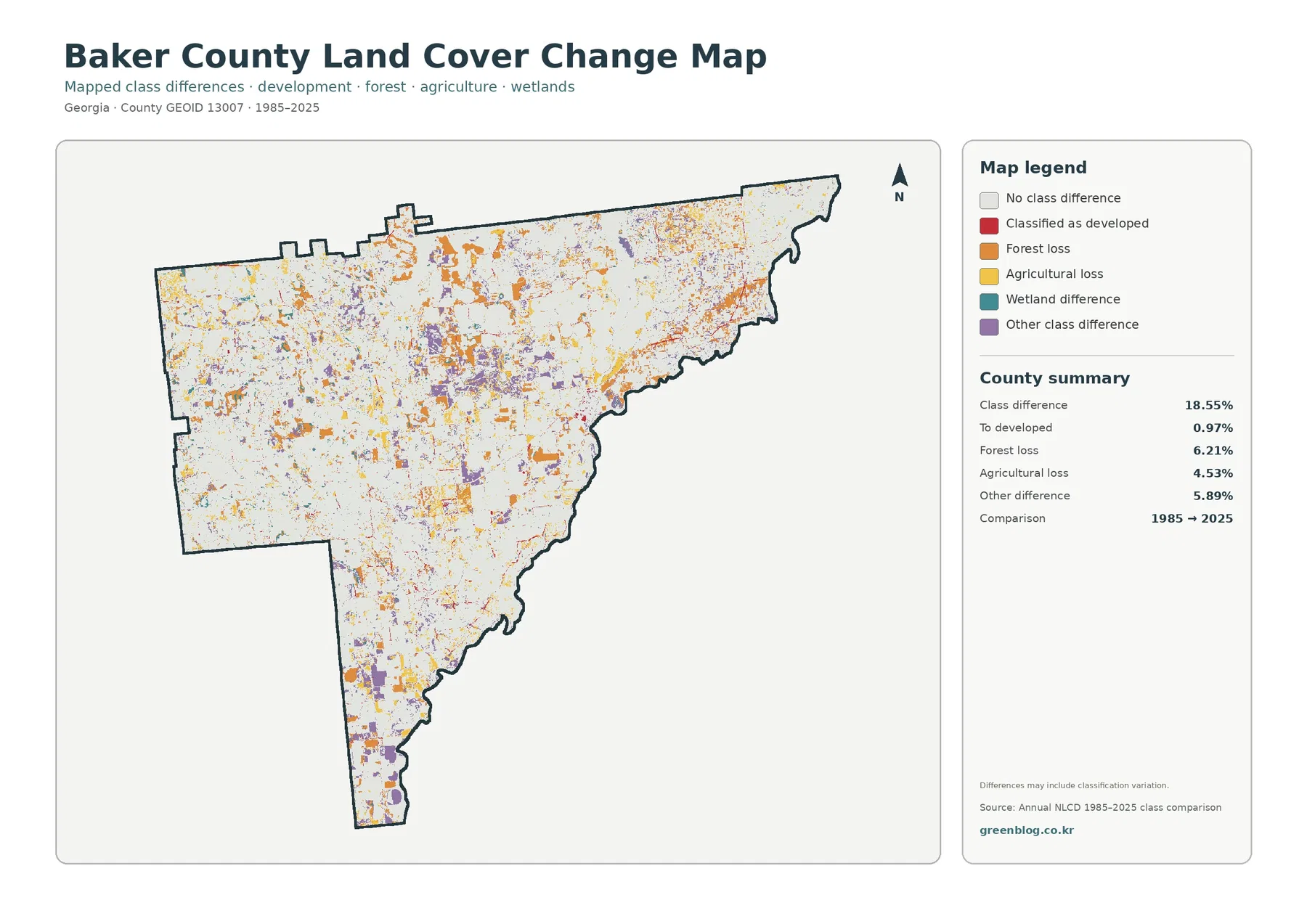 County land cover change map