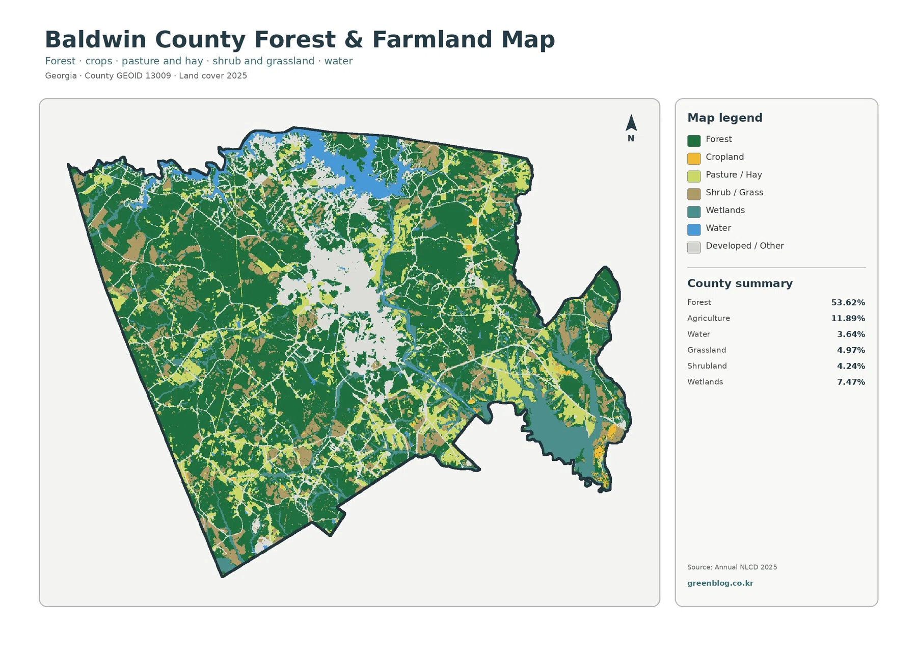 Baldwin County forest and farmland map