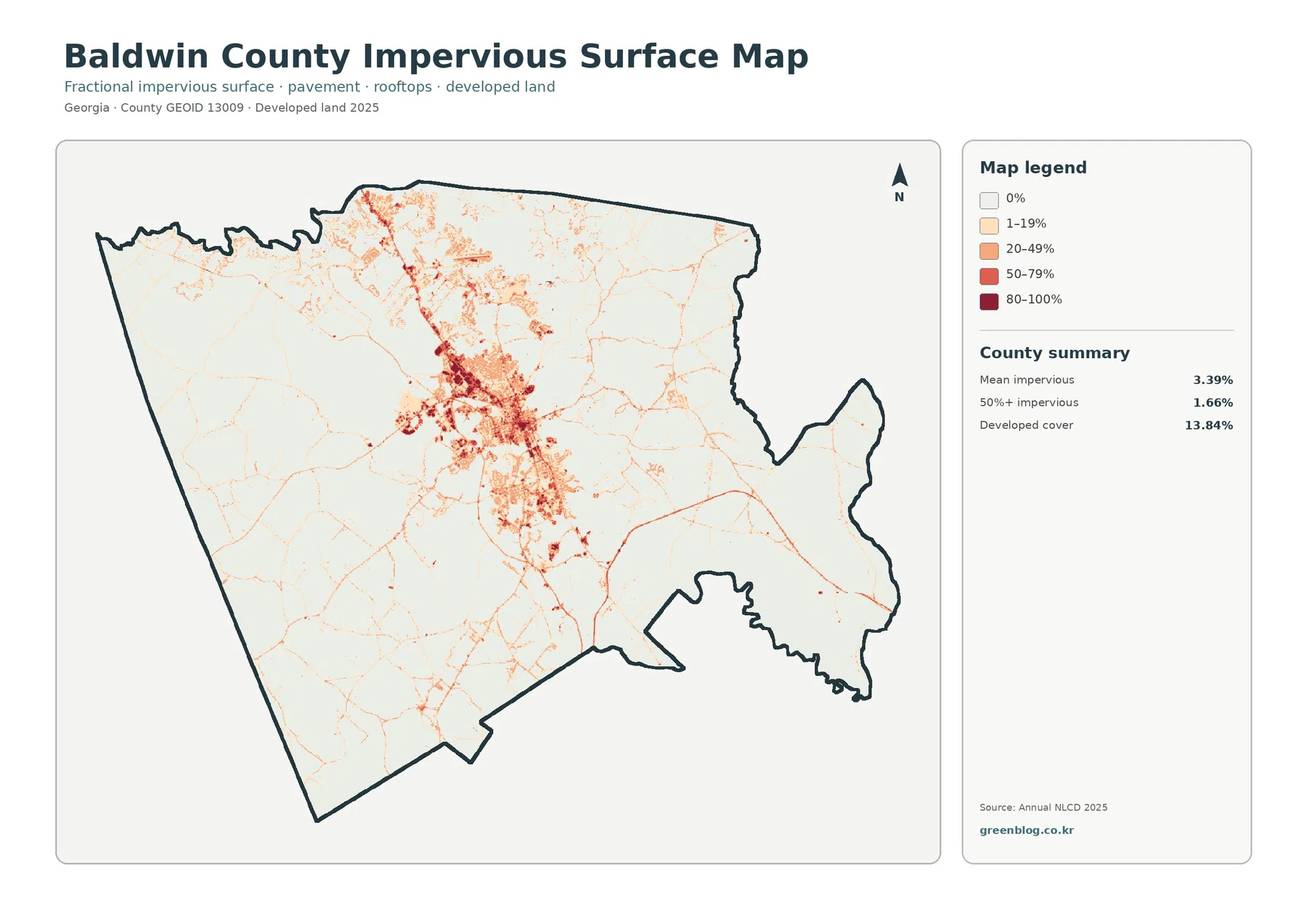 Baldwin County impervious surface and developed land map
