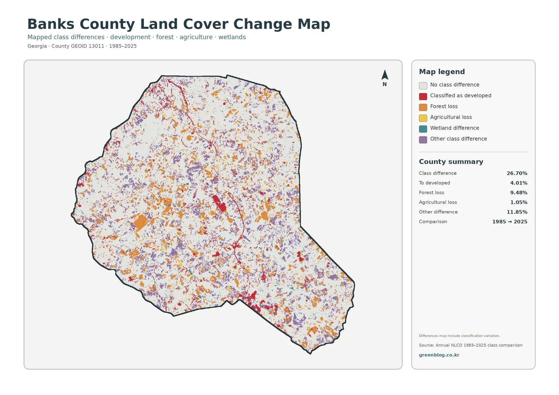 Banks County 토지 피복 변화 지도