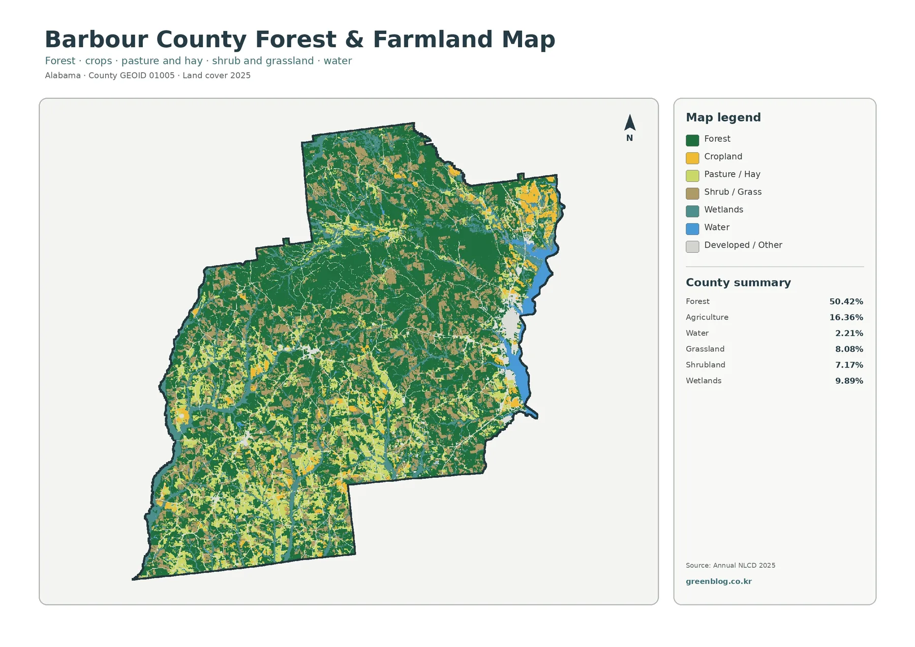 Barbour County forest and farmland map