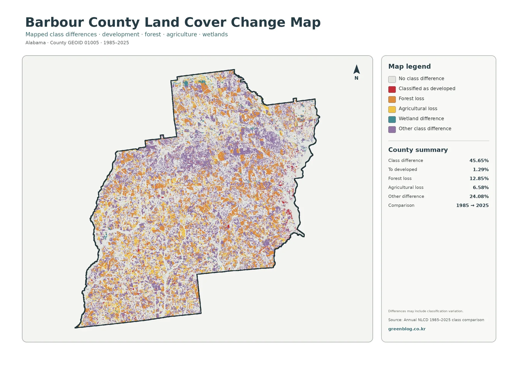Barbour County land cover change map