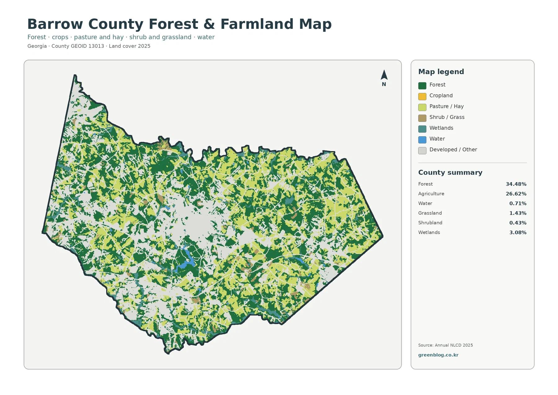 Barrow County forest and farmland map