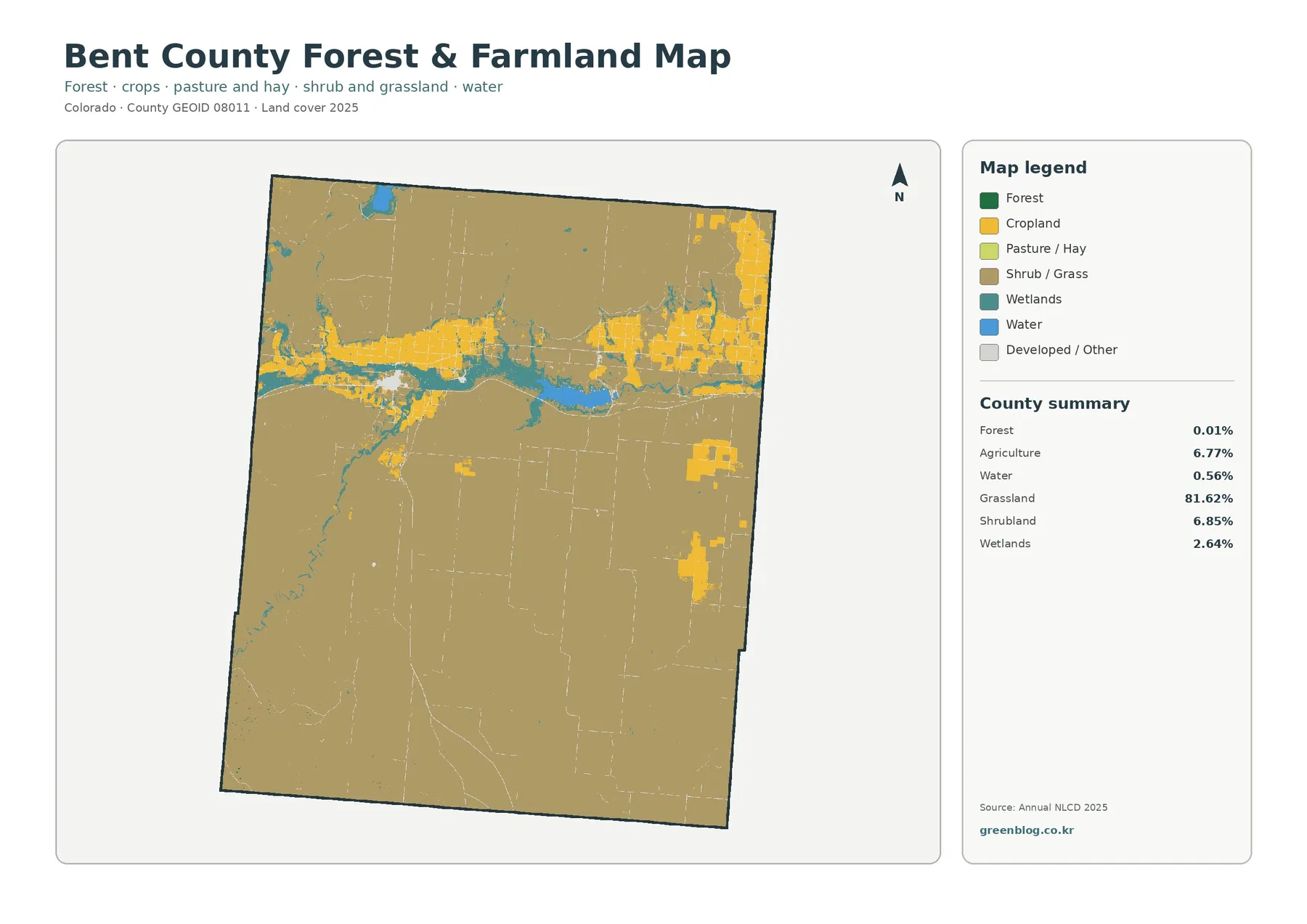 Bent County forest and farmland map