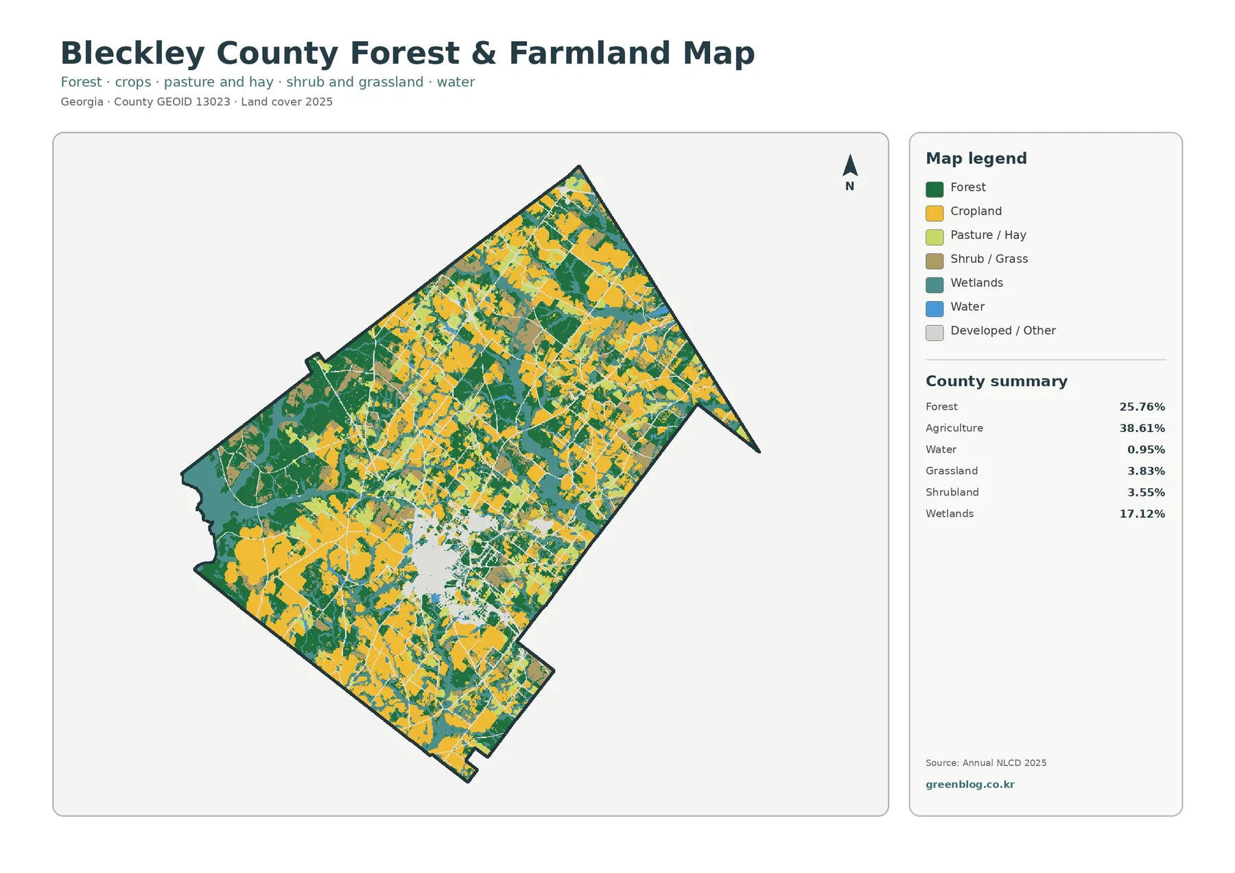 Bleckley County forest and farmland map